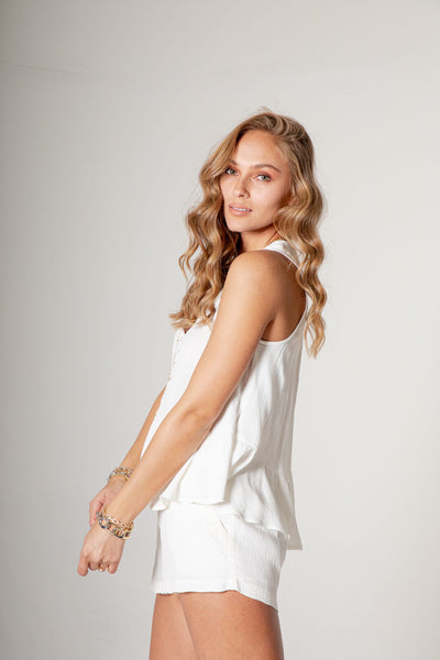 トップス Satin Combination Peplum Tank Top Lula Eyelet Peplum Tank Top - Black | Levi's® US