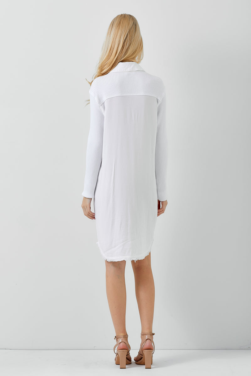 Mixed Media Long Sleeve Dress Basilk Olive / M / 65%Tencel / 35% Rayon Mixed Media Long Sleeve Dress Basilk Olive / M / 65%Tencel / 35% Rayon