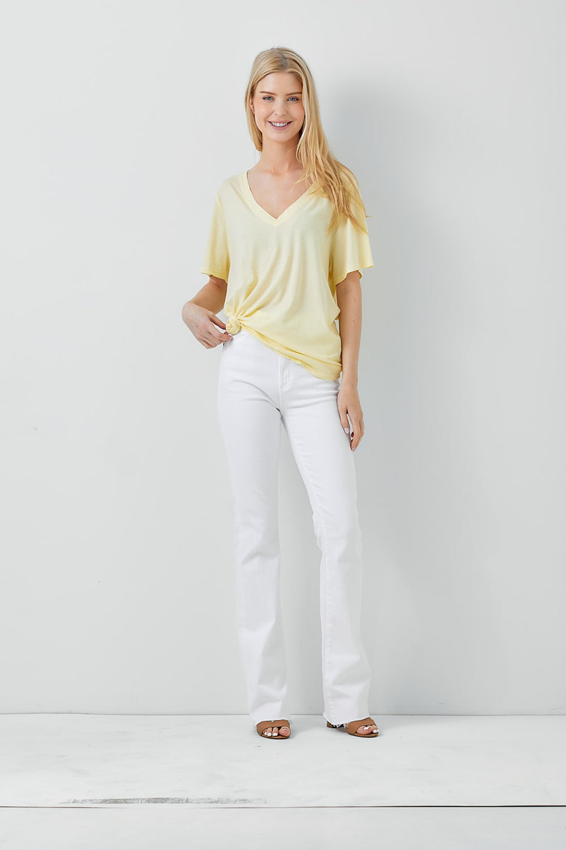 Short Sleeve V Neck Top