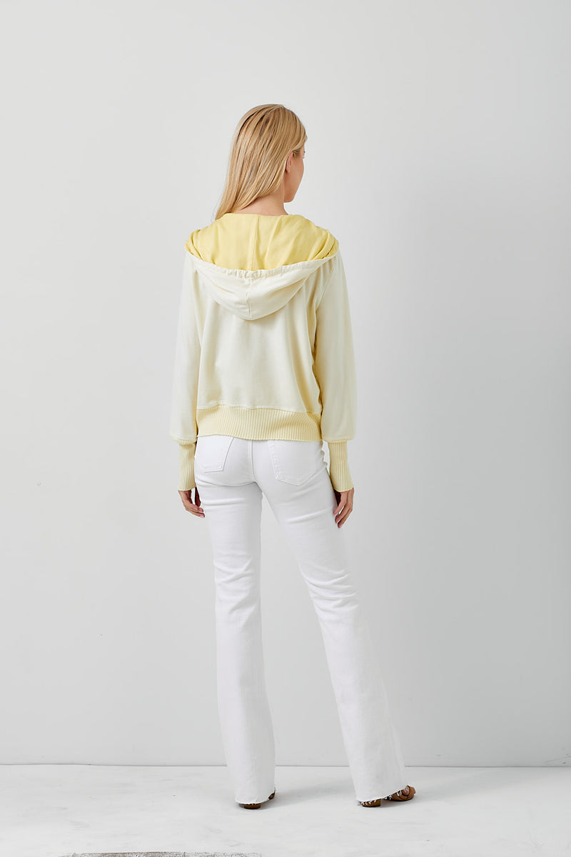 Mixed Media Hoodie Top