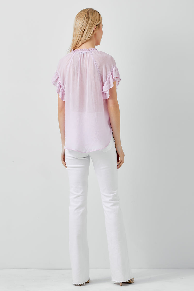 Ruffle Short  Sleeve Blouse
