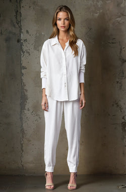 Mixed Media Button Down Shirt