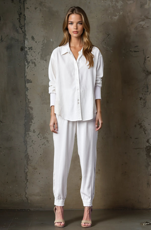 Mixed Media Button Down Shirt
