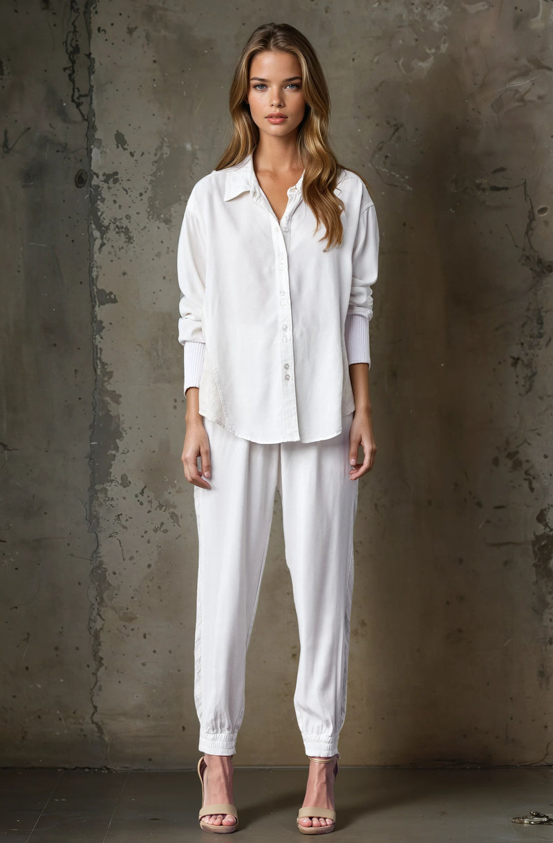 Mixed Media Button Down Shirt