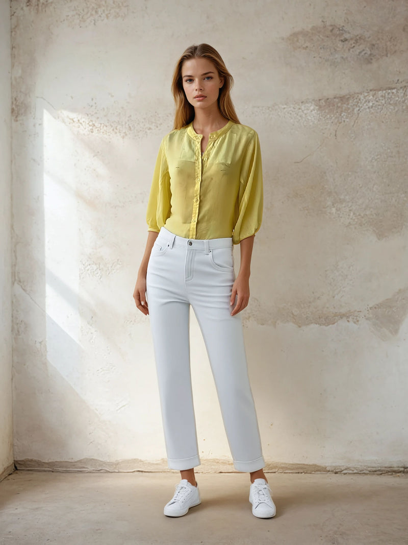 Janis Puff  Sleeve Button Down Blouse