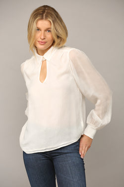 Mock Neck Cutout Top