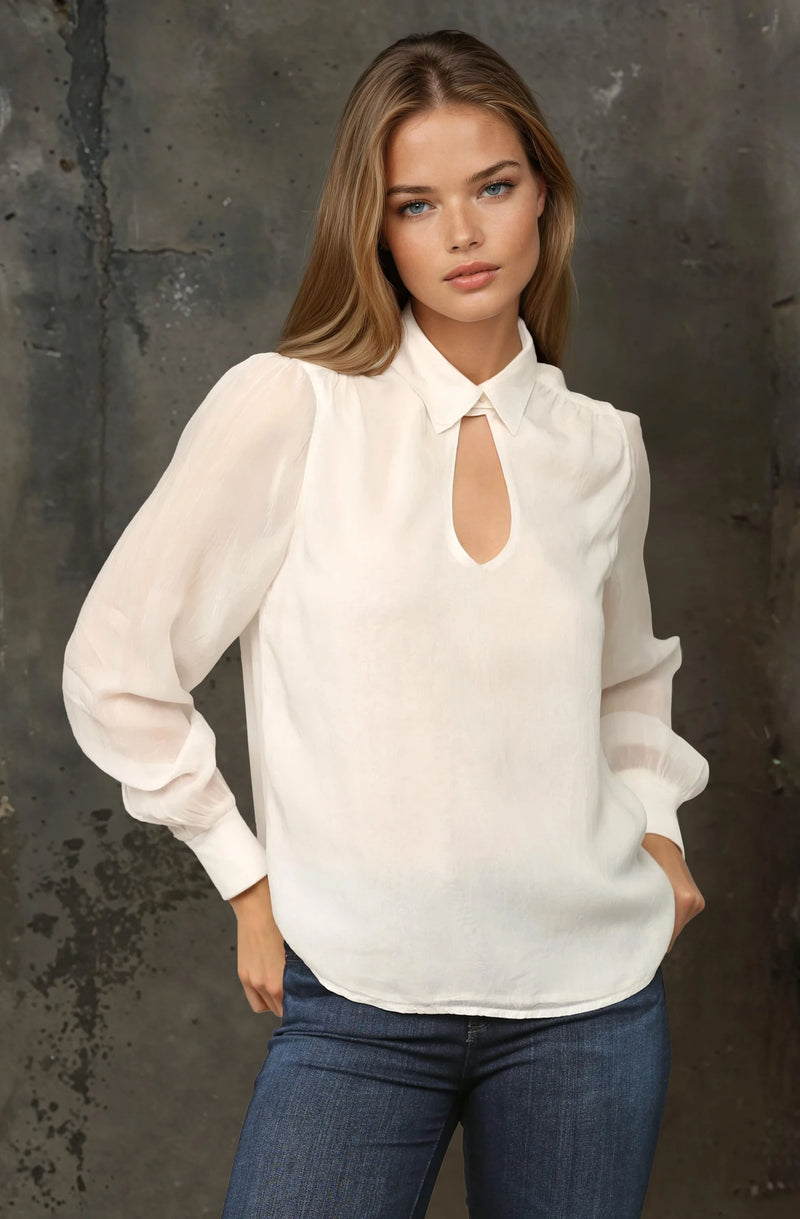 Mock Neck Key Hole  Top