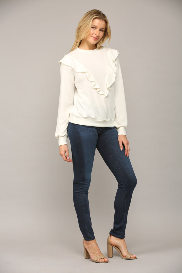 Krystle's Favorite Ruffle Front Sweater Top