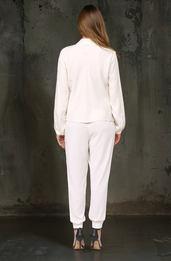 Tencel  V Neck Long Sleeve Top