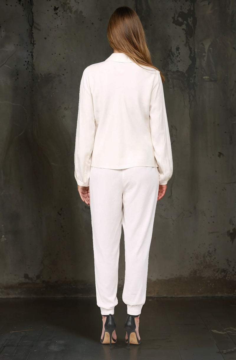 Tencel  V Neck Long Sleeve Top