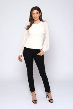 Mixed Media Round Neck Top