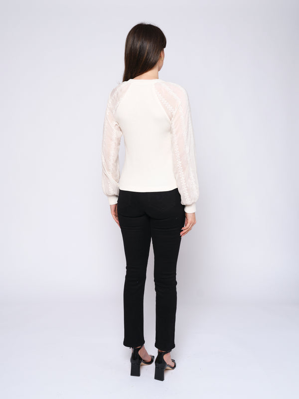 Mixed Media Round Neck Top
