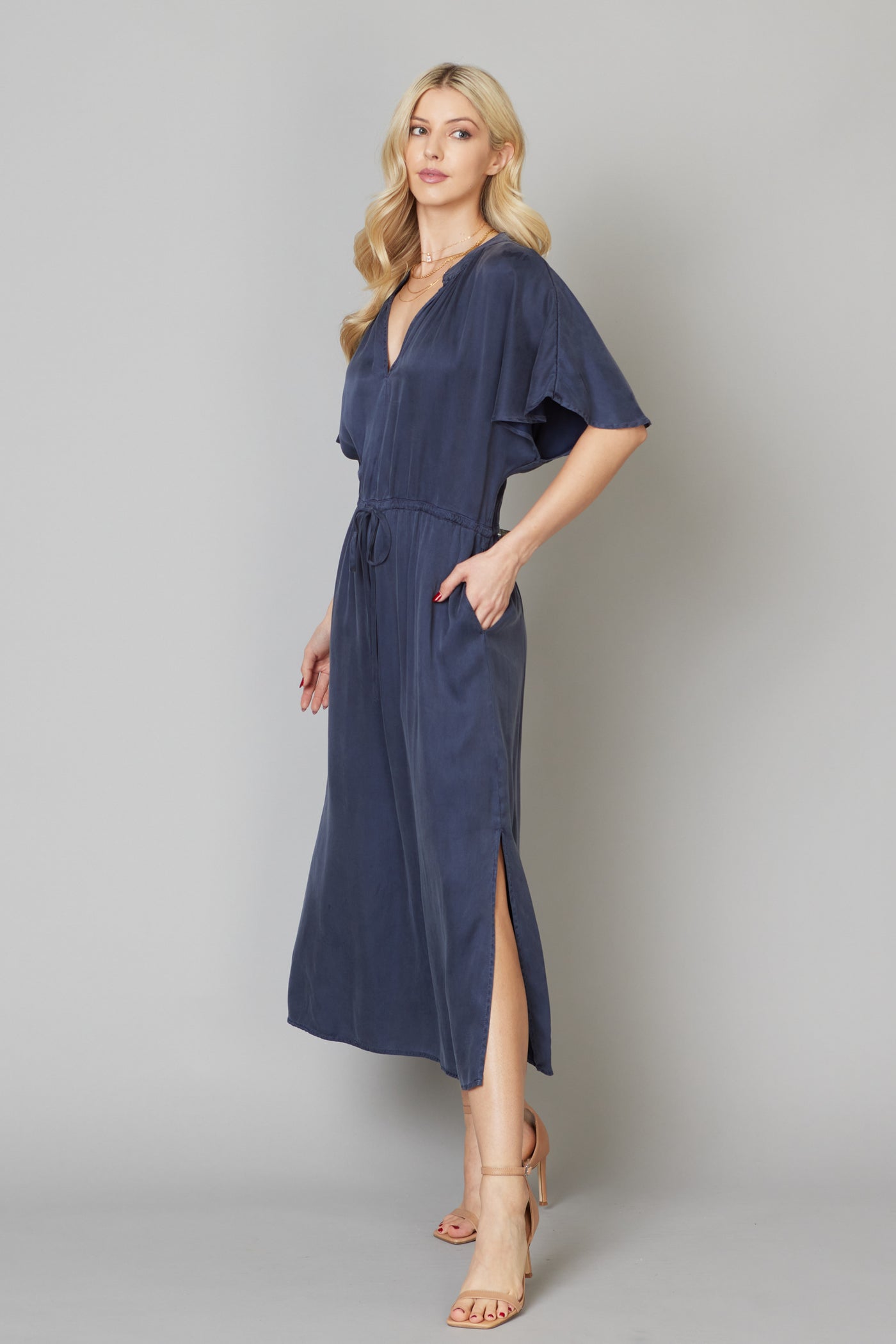 Dolman-Sleeve Maxi Dress Santorini / S / 100% Cupro