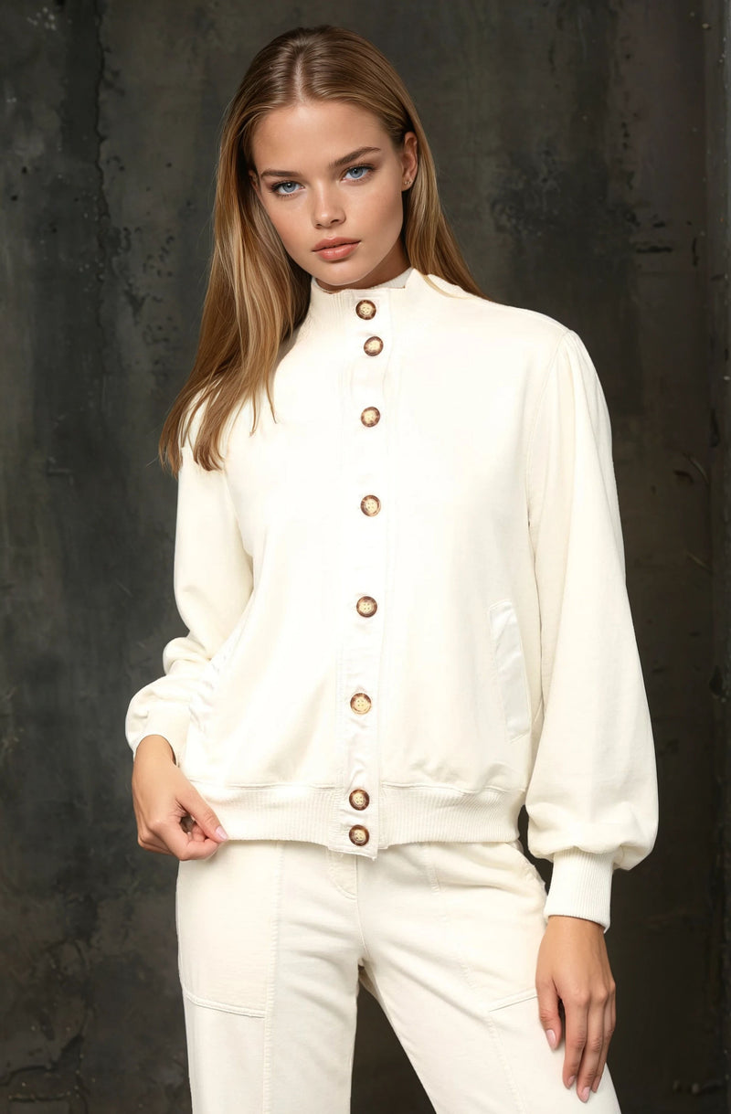 Mixed Media Button Down Jacet