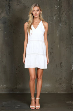 Linen Sleeveless Lace Inset Dress