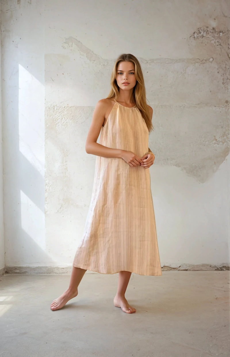 Linen Sleeveless Midi Dress