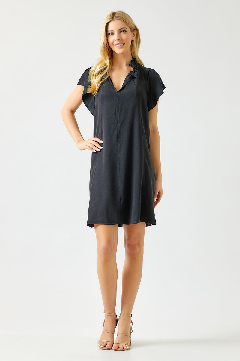 Ruffle Collar Short Sleeve Dress