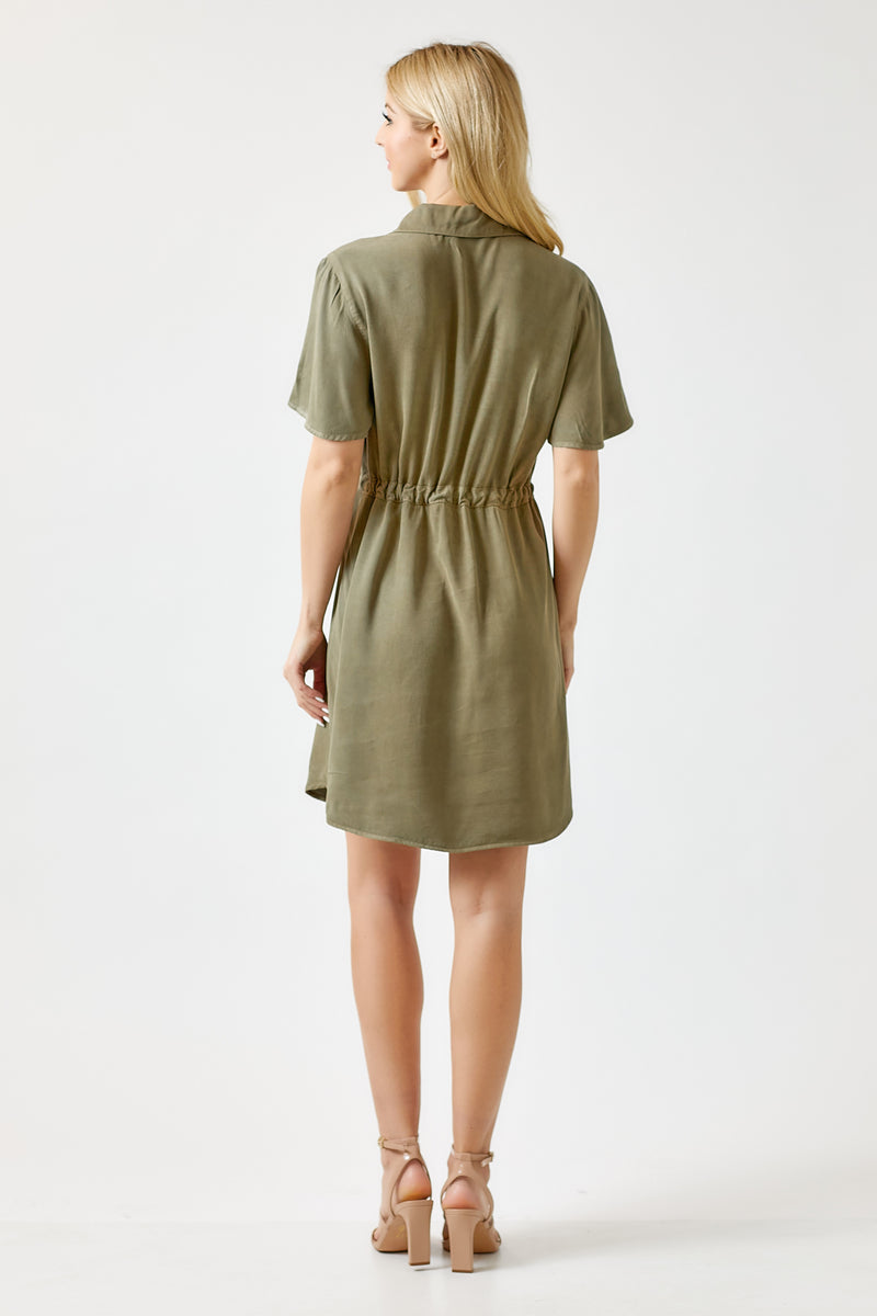 Short Sleeve Drawstring Dress