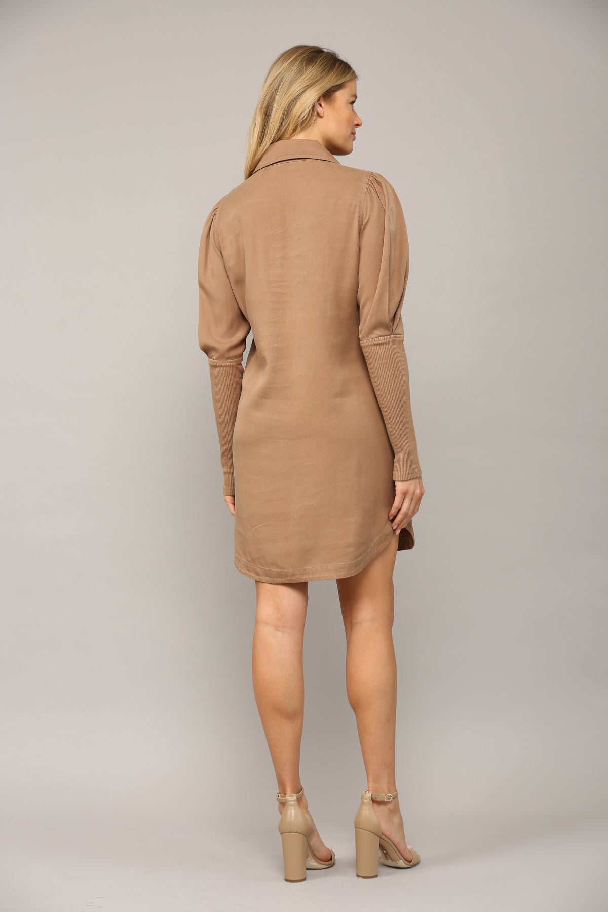 knee length dresses for ladies Long Sleeve Button Down Dress Jacket Oak / Xs / 65% Tencel / 35% Rayon