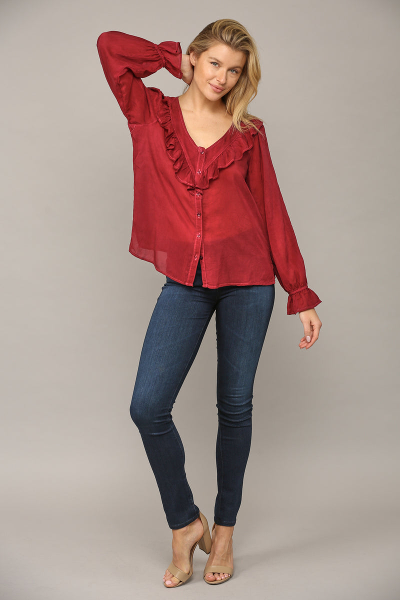 Ruffle Long Sleeve Top