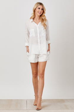 Hanky Linen Cargo Pocket Top