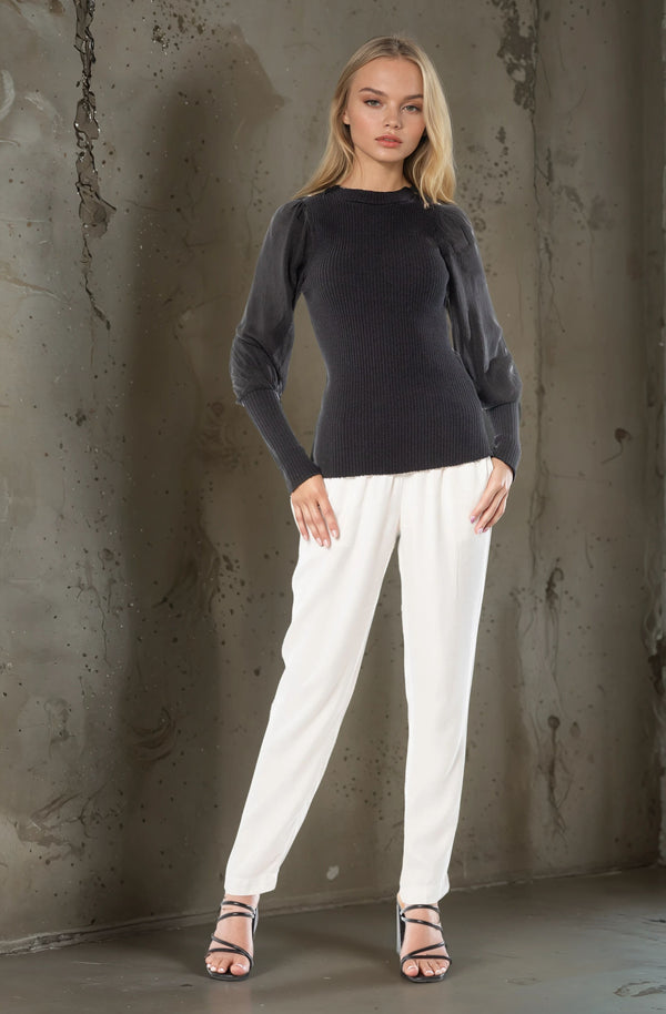 Mixed Media Long Sleeve Top