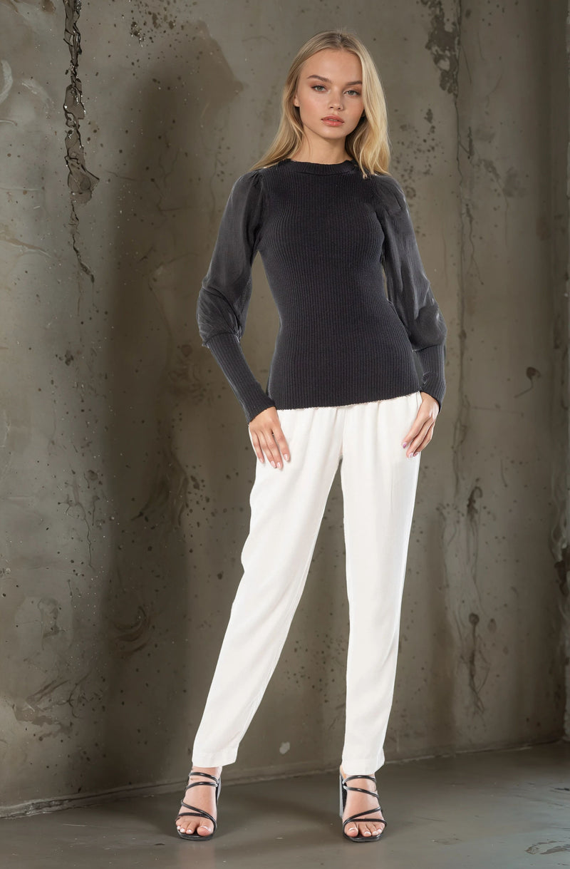 Mixed Media Long Sleeve Top