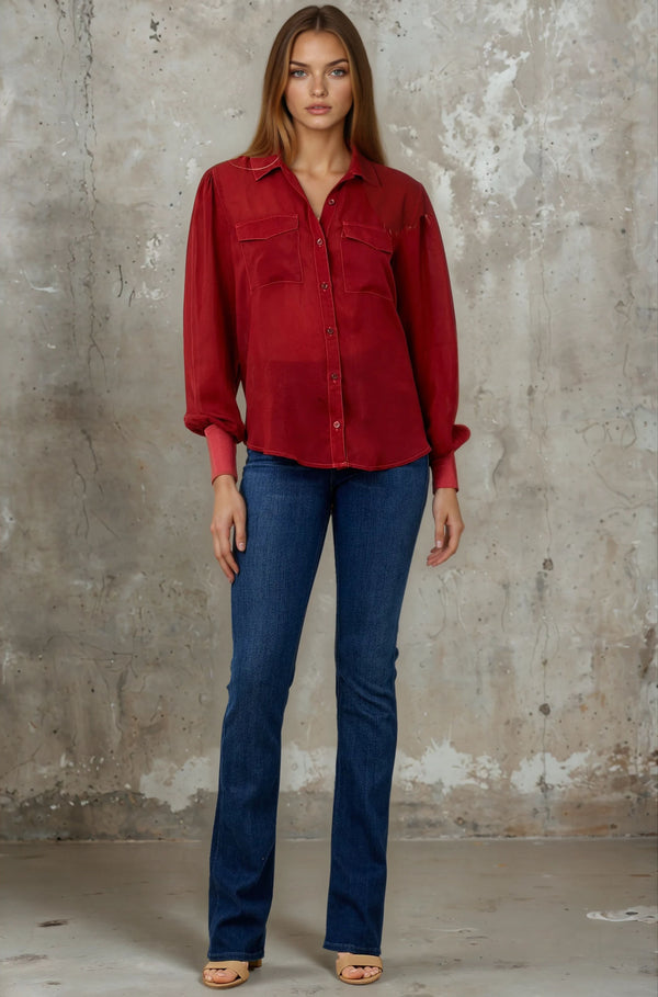 Long Sleeve Rib Cuff Button up shirt