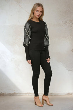 Mixed Media Long Sleeve Top