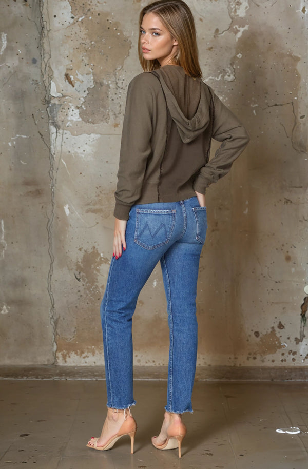 Mixed Media Long Sleeve Hoody