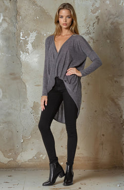 Long Sleeve Twist Front Top