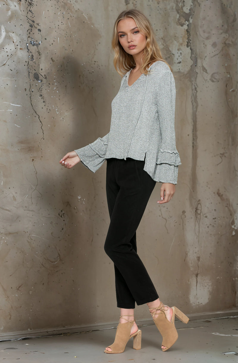 Long Sleeve Ruffle V-Neck Top