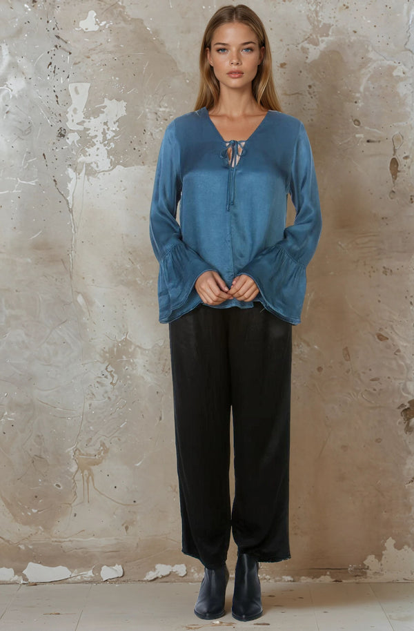 Joplin Tie Front Long Sleeve Blouse