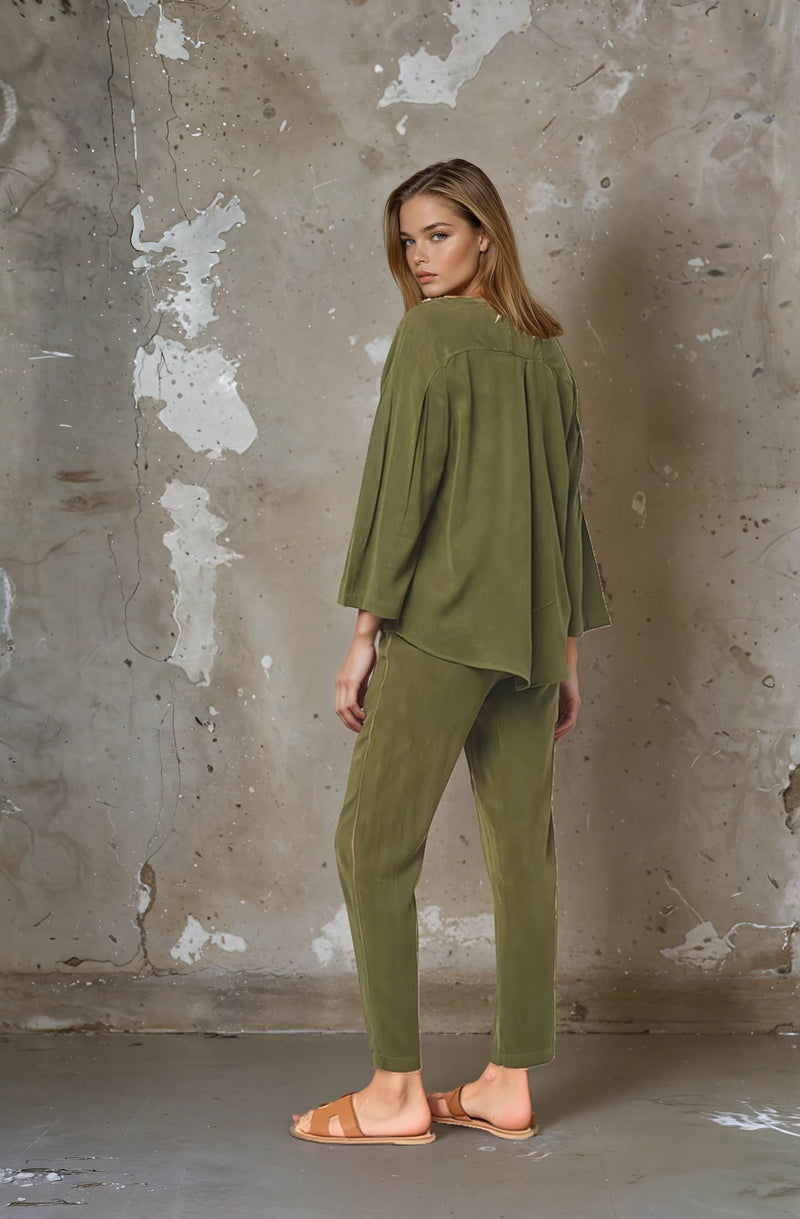 Lace Up 3/4 Sleeve Top