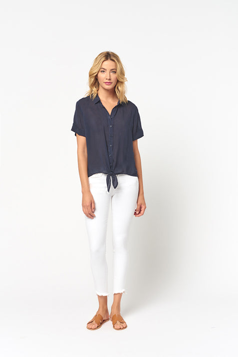 Short Sleeve Tie Front Top