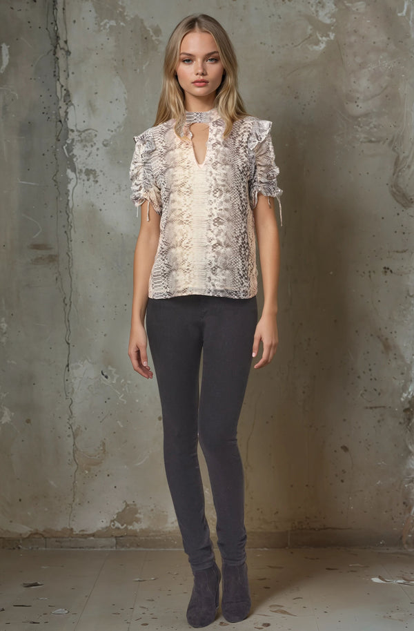Cinched High Neck Top