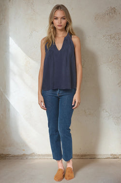 Sleeveless Pintuck Top