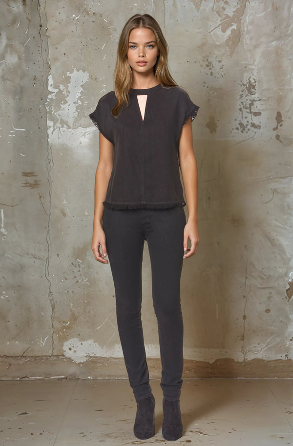 Short Sleeve Keyhole Top