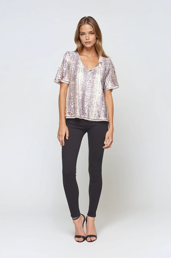Date Night Sequin Snakeskin Top