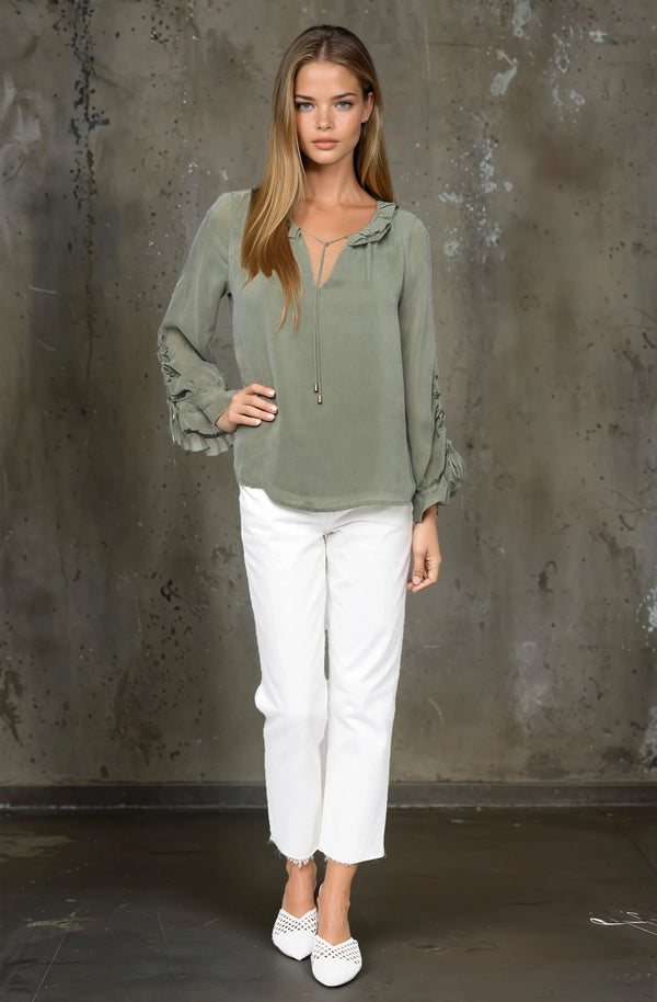 Shearied Sleeve Date Night Top