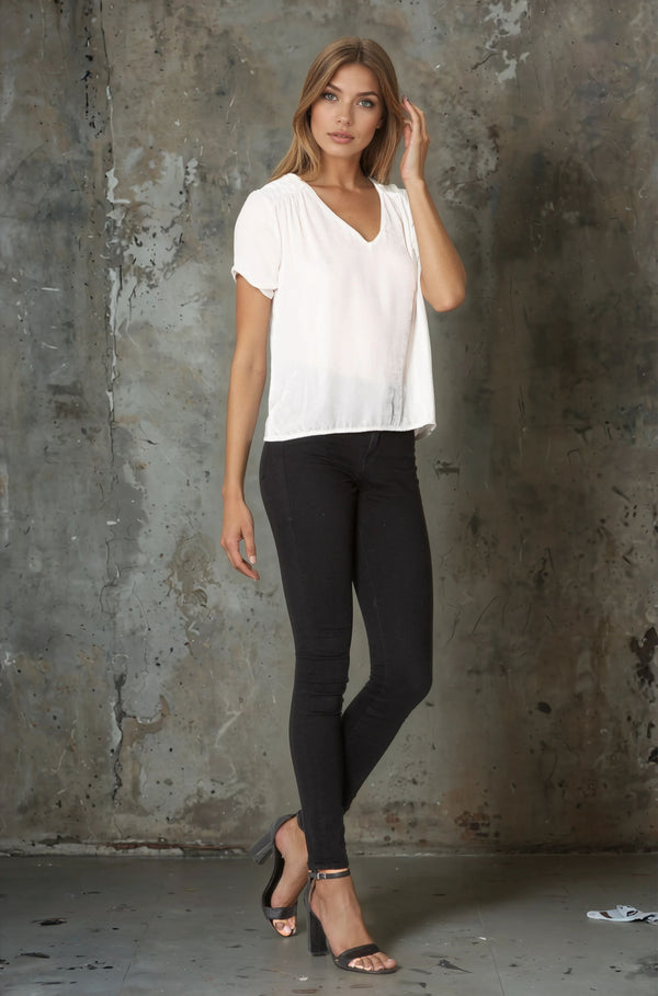 Silk Velvet V Neck Top