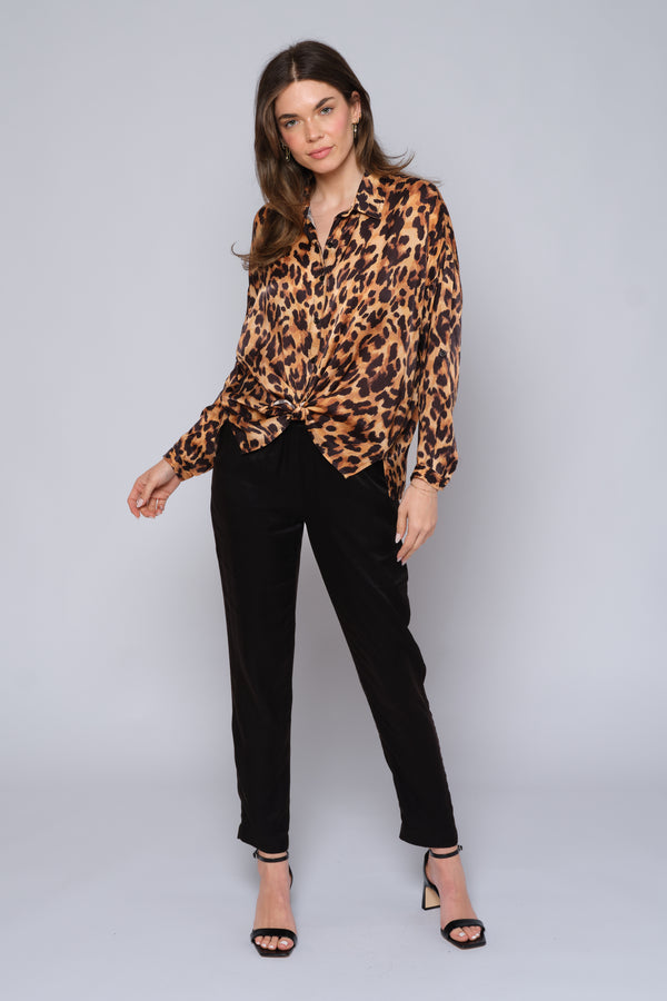 Tie Front Button Down Blouse