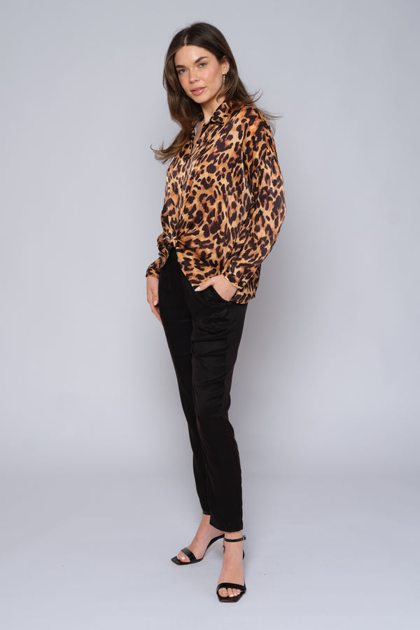 Tie Front Button Down Blouse