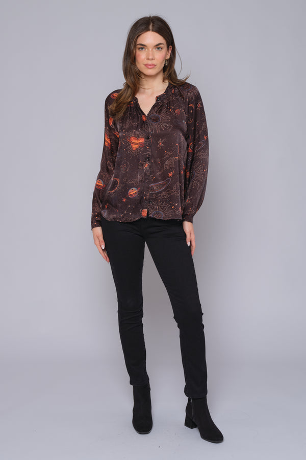 Mandarin Coller Button Down Blouse