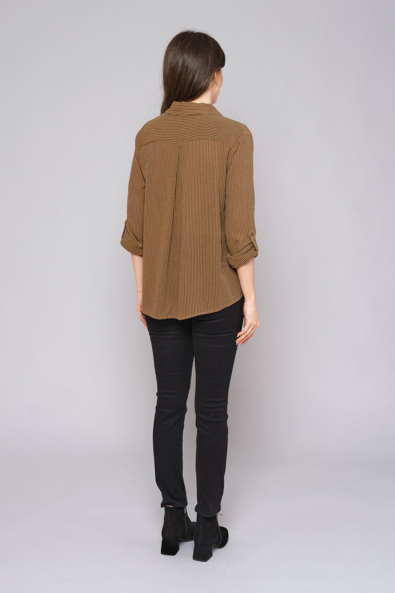 Roll Up Sleeve Button Down Top