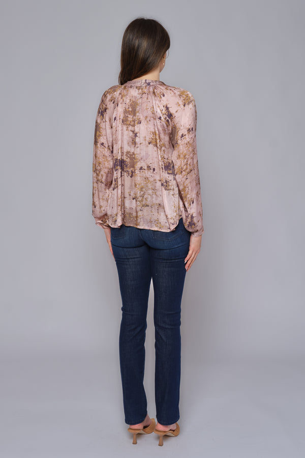 Printed Mandarin Collar Top