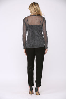 Silver Metallic Trule Neck Top