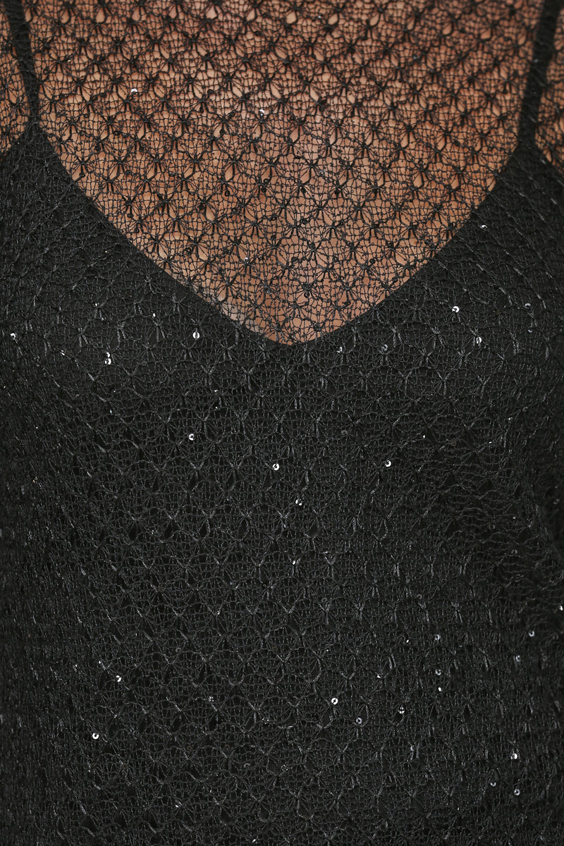 Sharon Crochet Sheer Metallic Sequence Dress