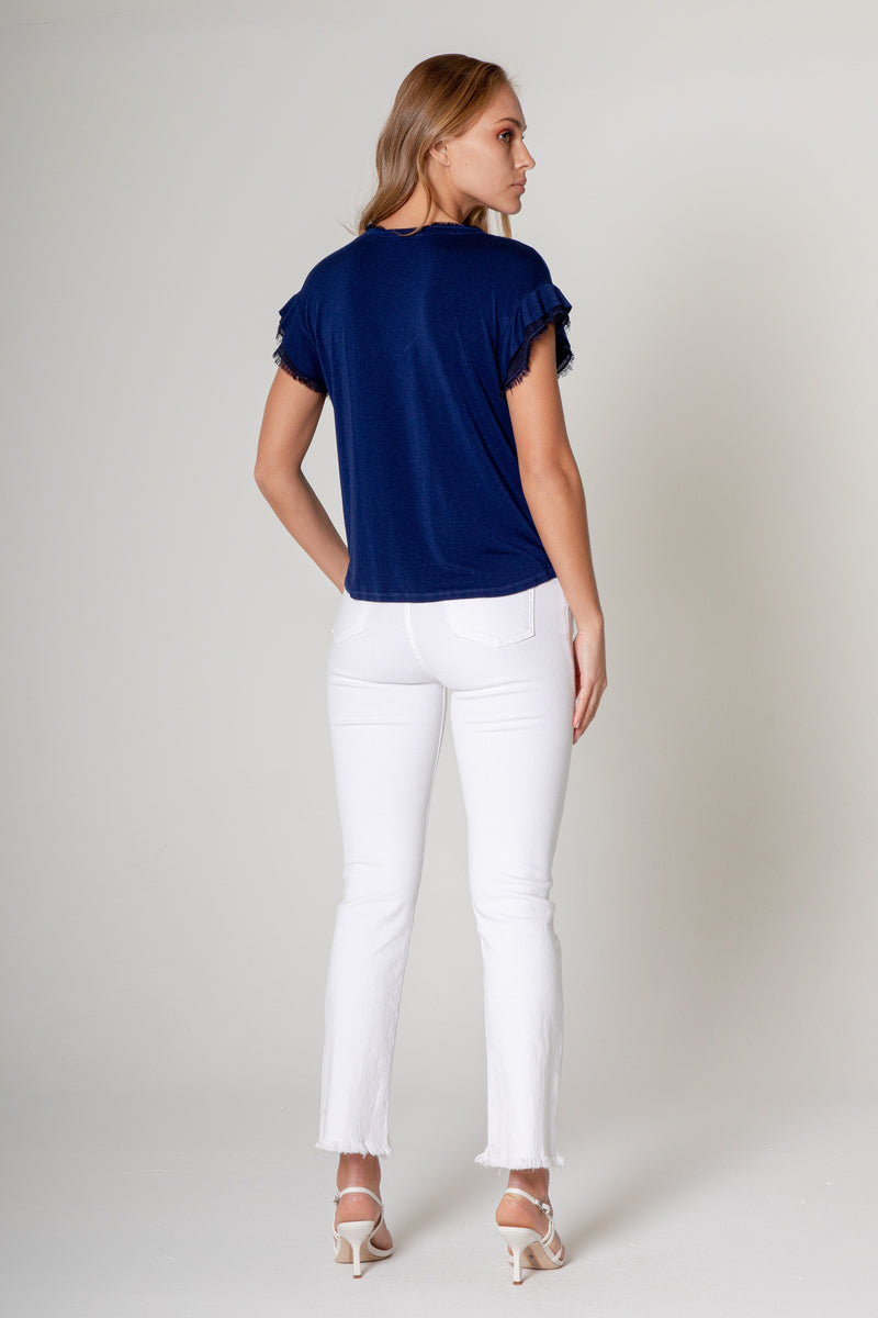 Short Sleeve Fray Top