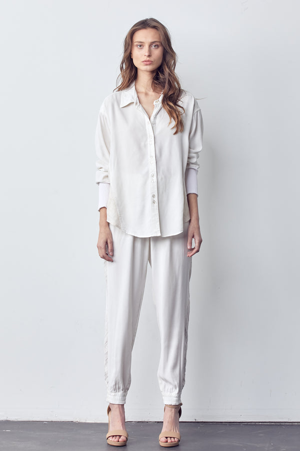 Mixed Media Button Down Shirt